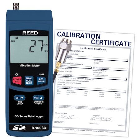 Reed Instruments R7000SD-NIST Data Logging Vibration Meter,  R7000SD-NIST